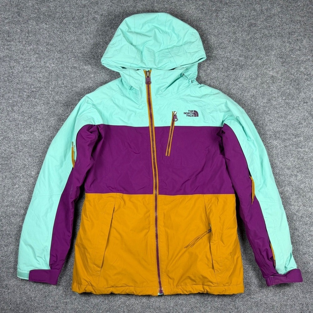 The North Face Ski Jacket Womens Small Multicolor Colorblock Hooded Full Zip